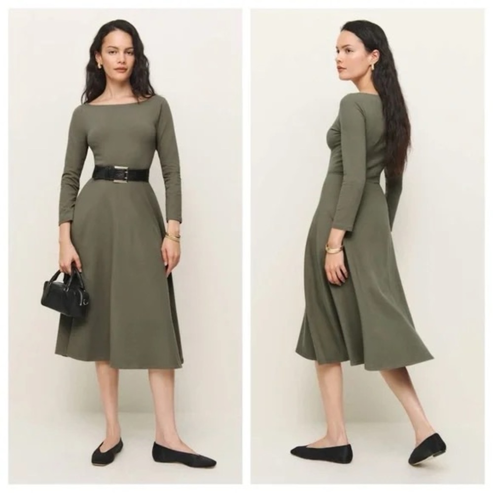 Reformation Wiley Midi Fit & Flare Dress in Poppyseed M NWT
